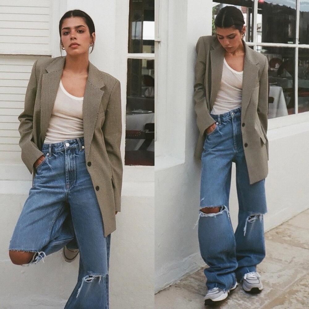 New Zara Check Tailored Blazer